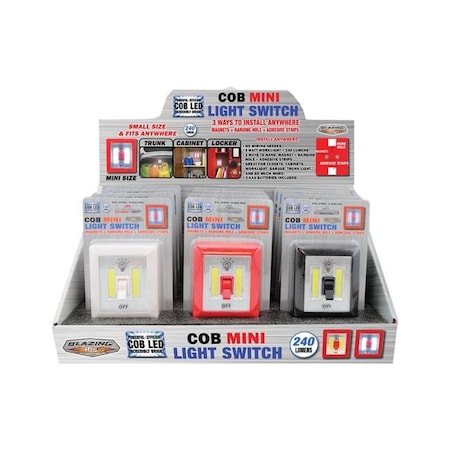 Blazing Ledz Blazing LEDz 9626672 COB Mini Manual Battery Powered LED Light Switch - Case of 12 9626672
